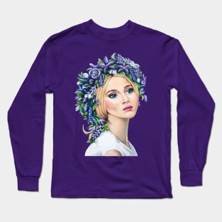 Girl with the Purple Flower Crown Long Sleeve T-Shirt